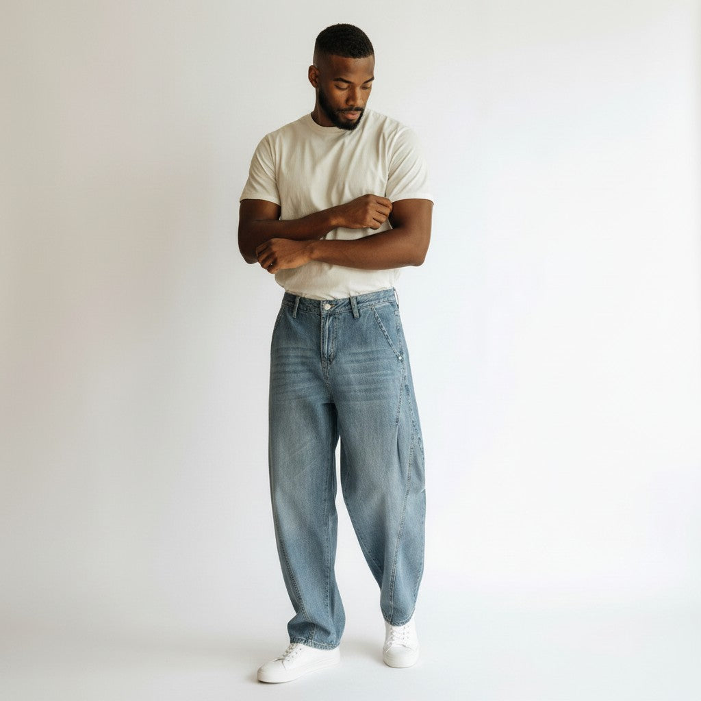 The Send It Men's Vintage Wash Barrel Leg Jeans