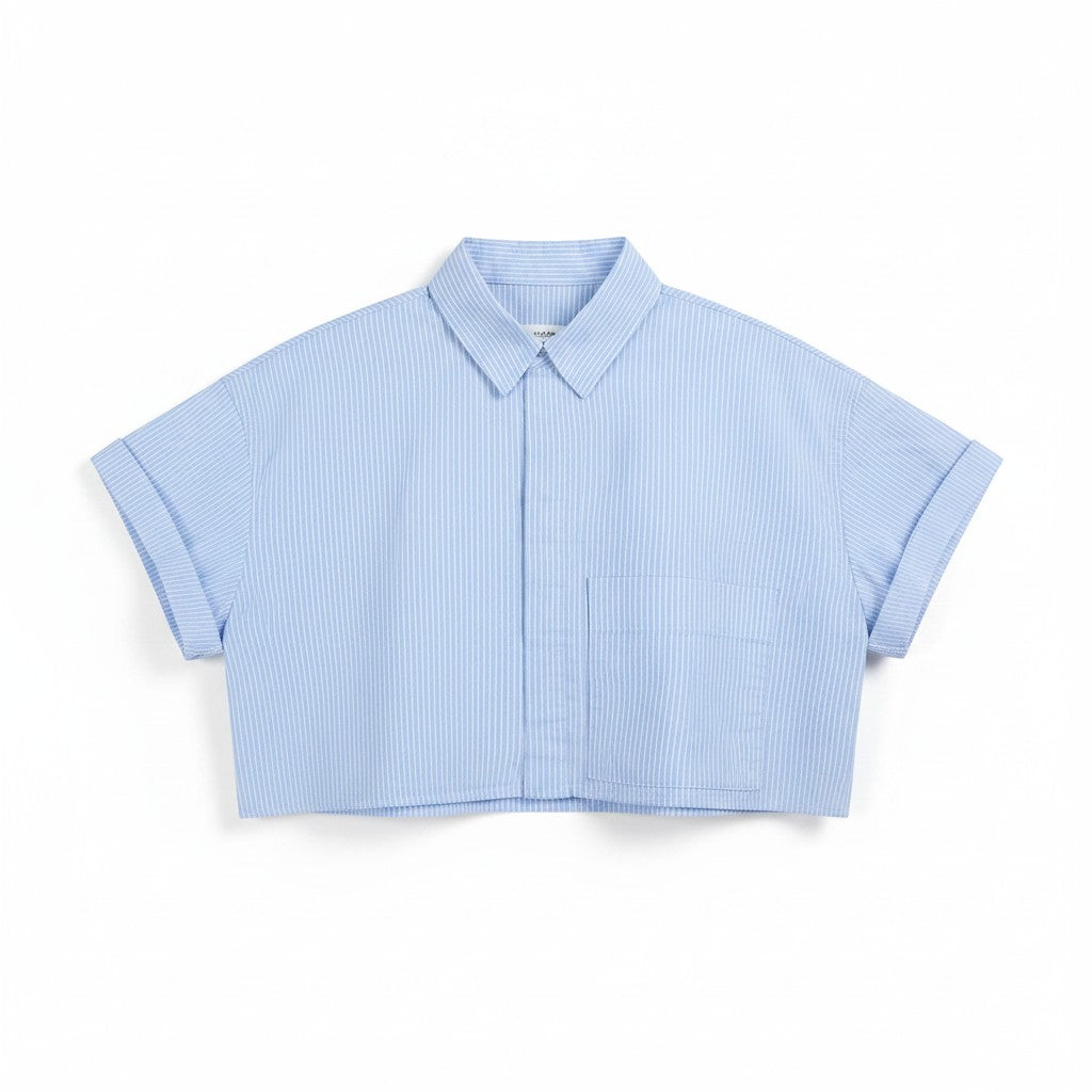 The Essential Women’s Striped Boxy Cropped Shirt