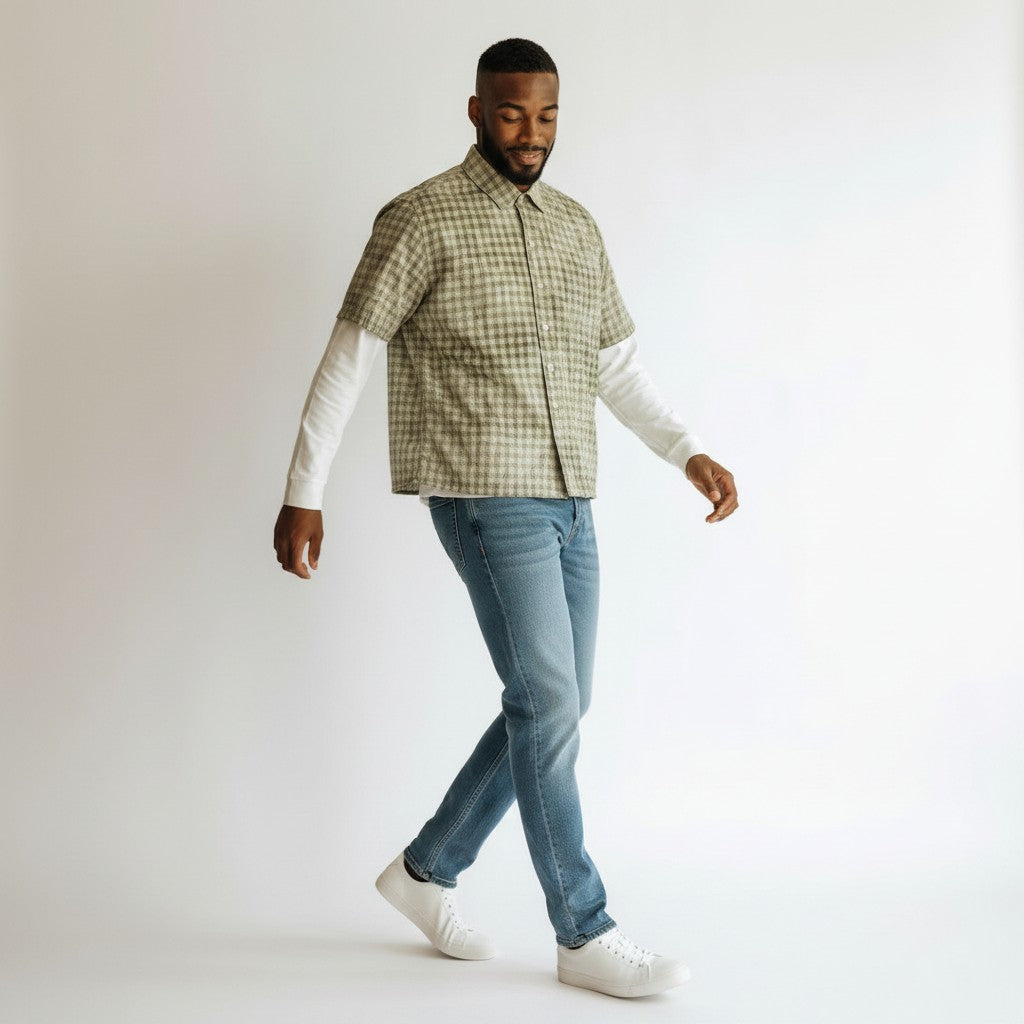The Lived-in Unisex Vintage Wash Plaid Short Sleeve Shirt