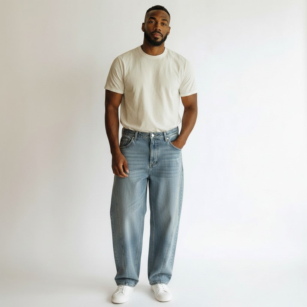 The Send It Men's Vintage Wash Barrel Leg Jeans