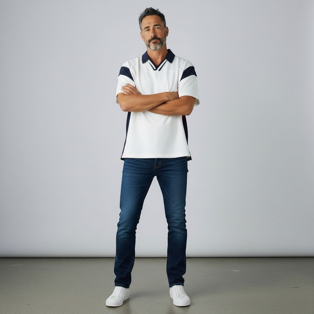 The Habibi Motors Unisex Boxy Color Block Polo Shirt