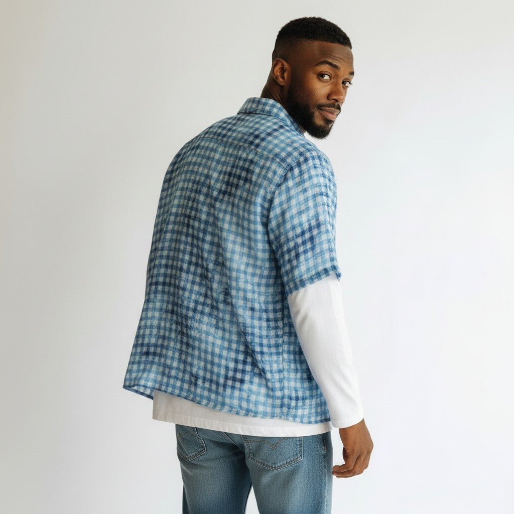 The Lived-in Unisex Vintage Wash Plaid Short Sleeve Shirt