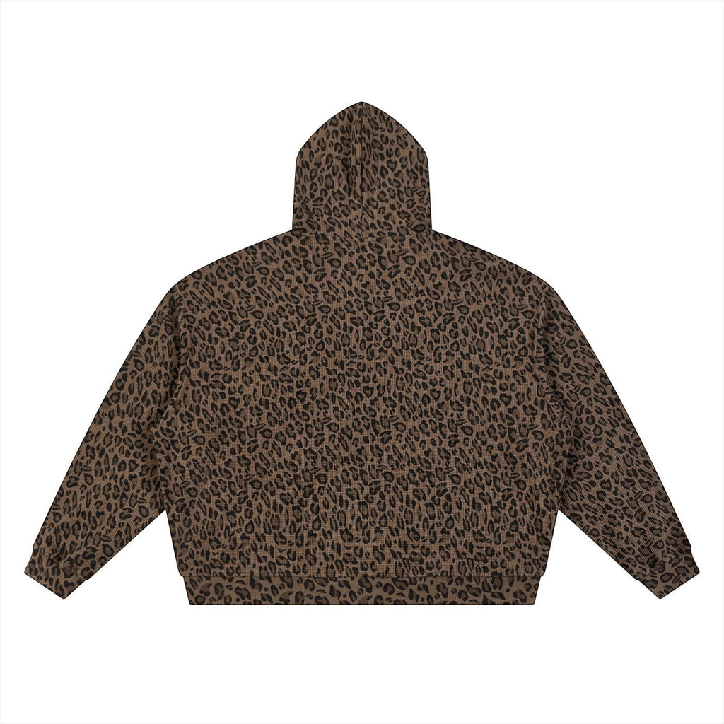The No Rules Unisex Leopard Print Waffle Full Zip Hoodie