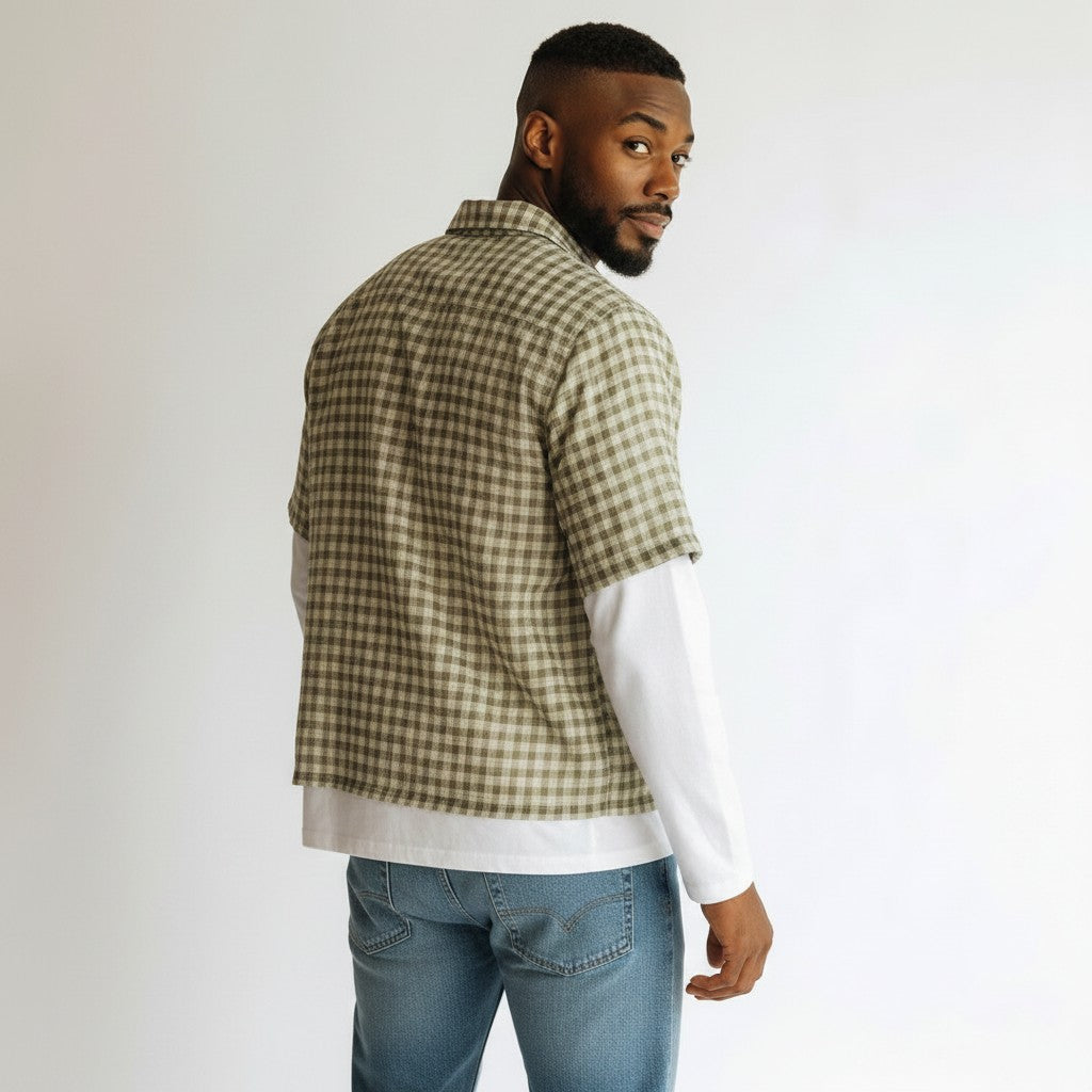 The Lived-in Unisex Vintage Wash Plaid Short Sleeve Shirt