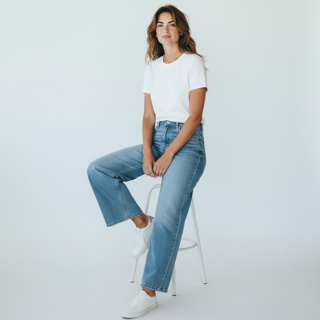The Cool One Women's Vintage Wash High Rise Wide Leg Jeans