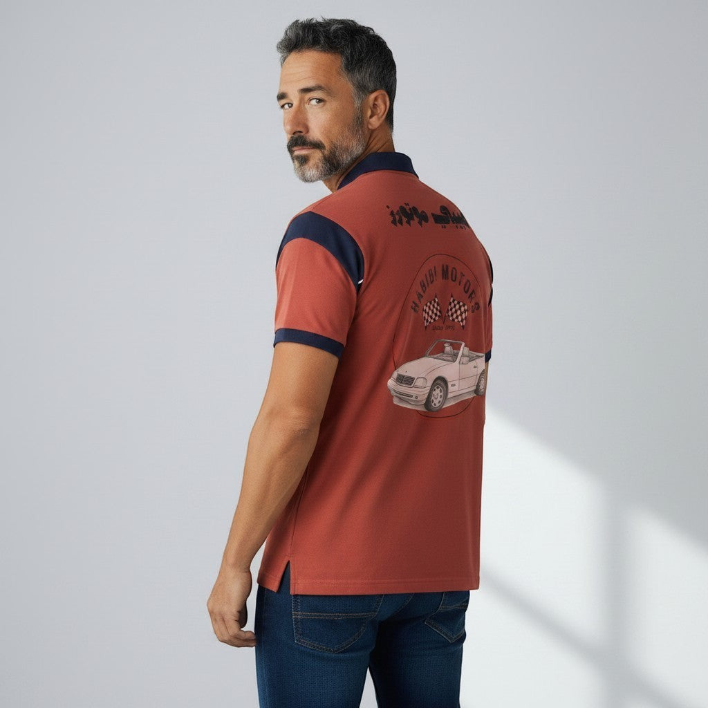 The Habibi Motors Unisex Boxy Color Block Polo Shirt