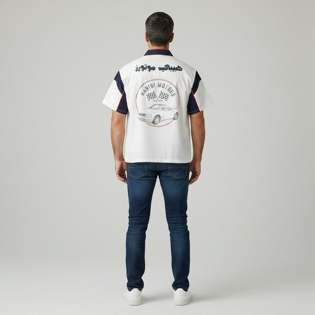 The Habibi Motors Unisex Boxy Color Block Polo Shirt
