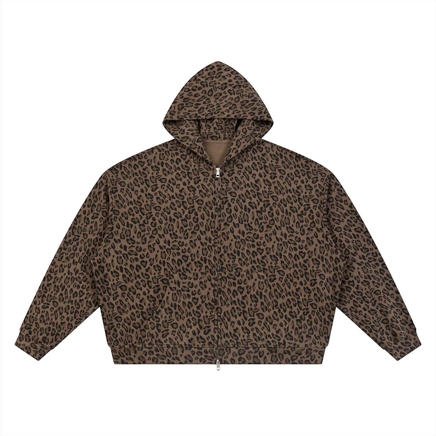 The No Rules Unisex Leopard Print Waffle Full Zip Hoodie