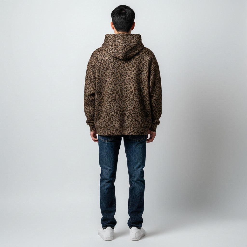 The No Rules Unisex Leopard Print Waffle Full Zip Hoodie