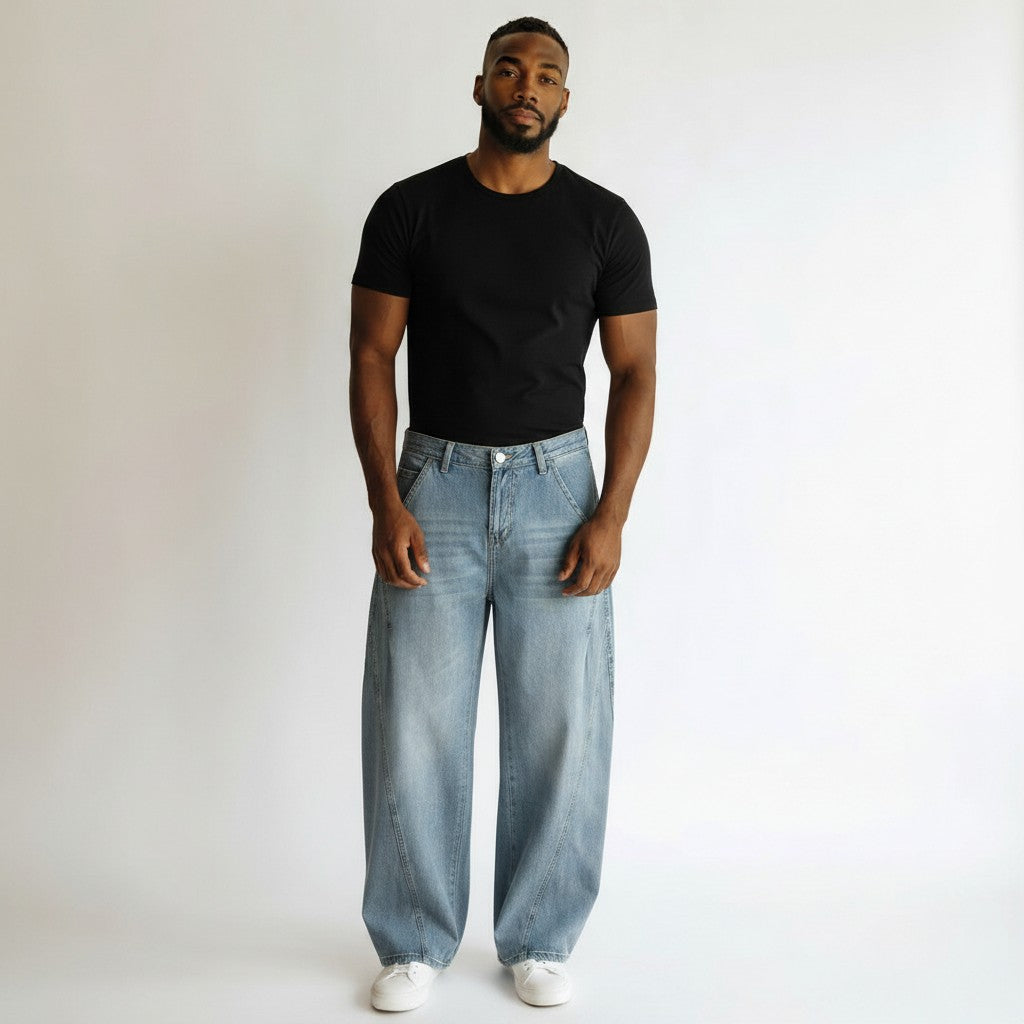 The Send It Men's Vintage Wash Barrel Leg Jeans
