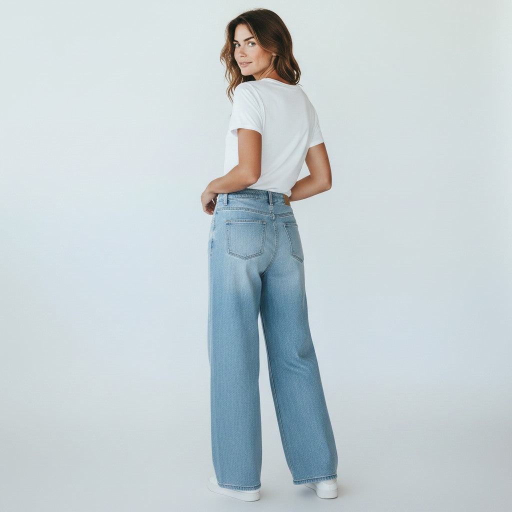 The Cool One Women's Vintage Wash High Rise Wide Leg Jeans
