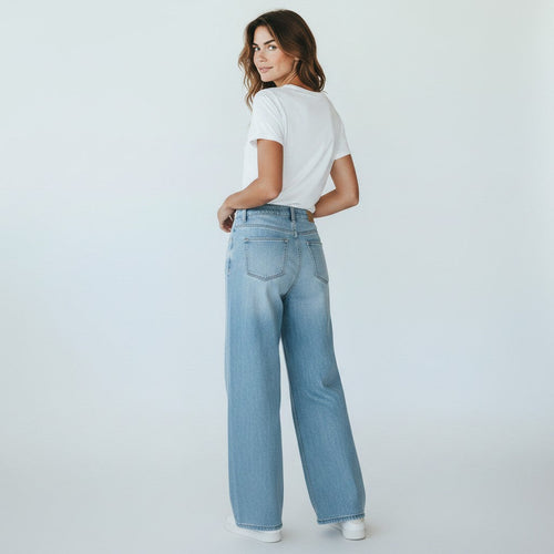 The Cool One Women's Vintage Wash High Rise Wide Leg Jeans