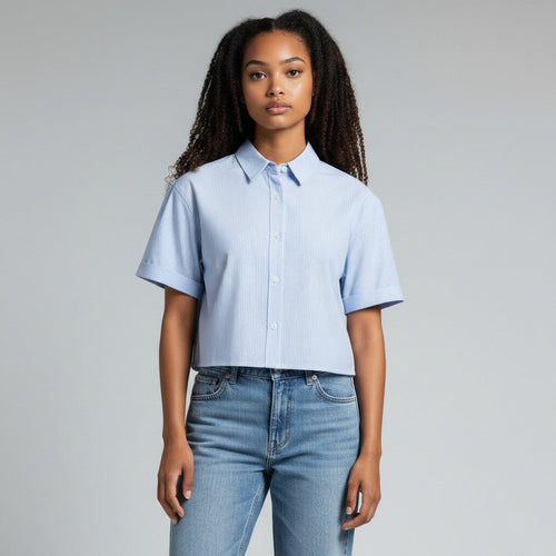 The Essential Women’s Striped Boxy Cropped Shirt