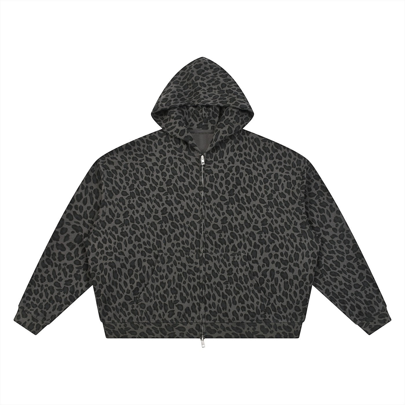 The No Rules Unisex Leopard Print Waffle Full Zip Hoodie